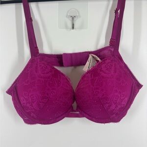Victoria’s Secret Discontinued Very Sexy Push Up‎ Bra 34A Raspberry Pink Lace